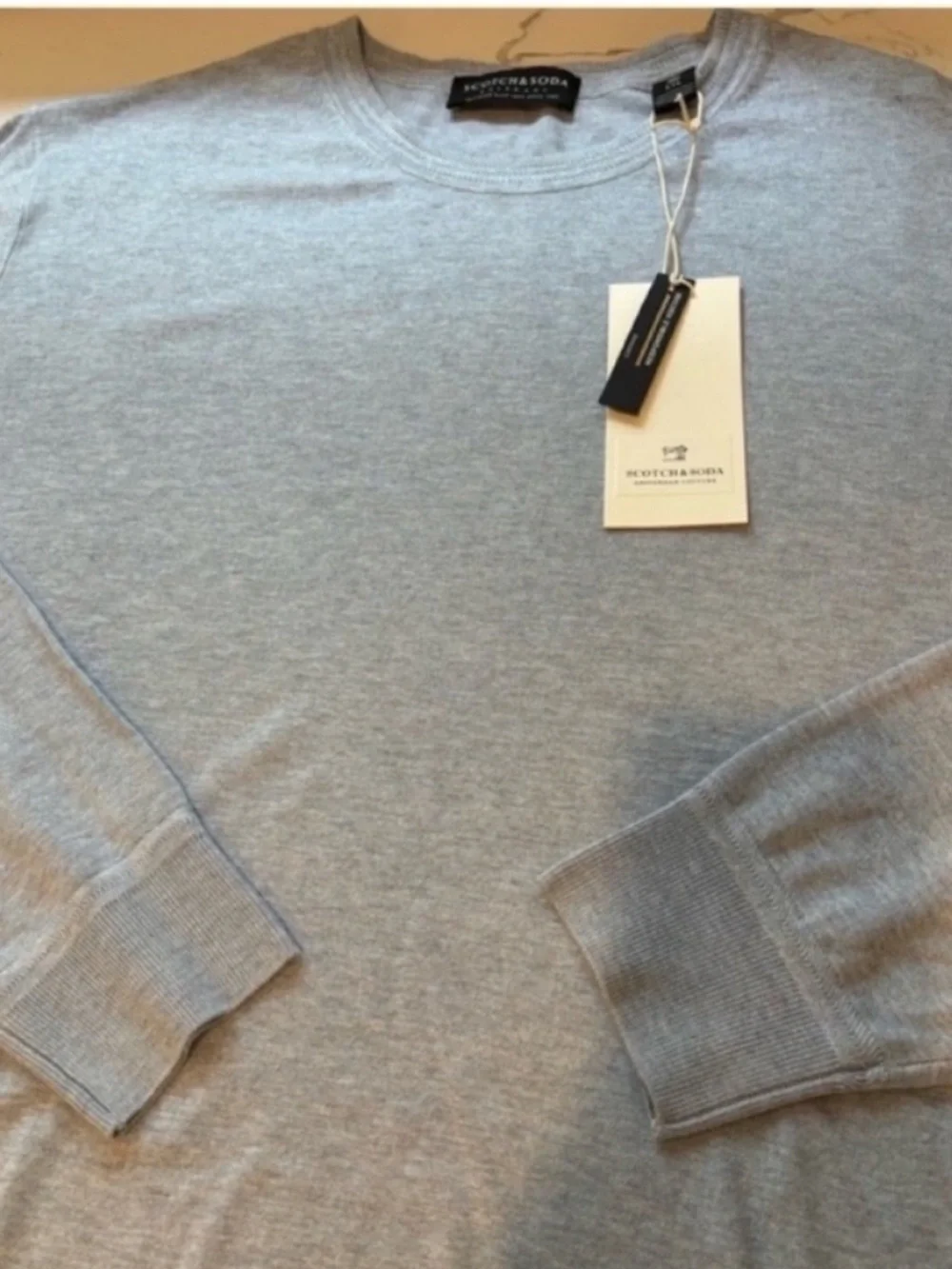 Scotch & Soda NEW Mens XXL Crewneck Sweater Blue Grey Coastal Preppy